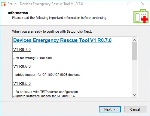 Setup - Devices Emergency Rescue Tool